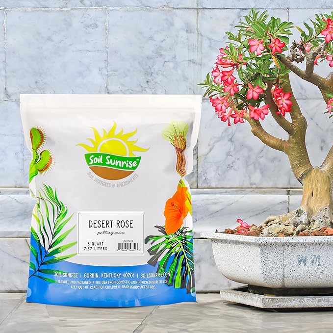 Desert Rose Potting Soil Mix (8 Quarts), Hand Blended Small Batch Soil Blend for Desert Rose Plant
