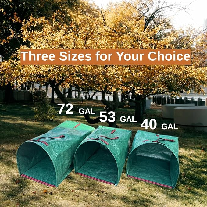 Leaf Collector,Reusable Yard Waste Bags 3 PACK,40 Gallons Leaf Bag Holder,Collapsible Garden Bags, Reuseable Heavy Duty Lawn and Leaf Bags, Yard Garden Bags for Leaves Lawn Grass Clippings