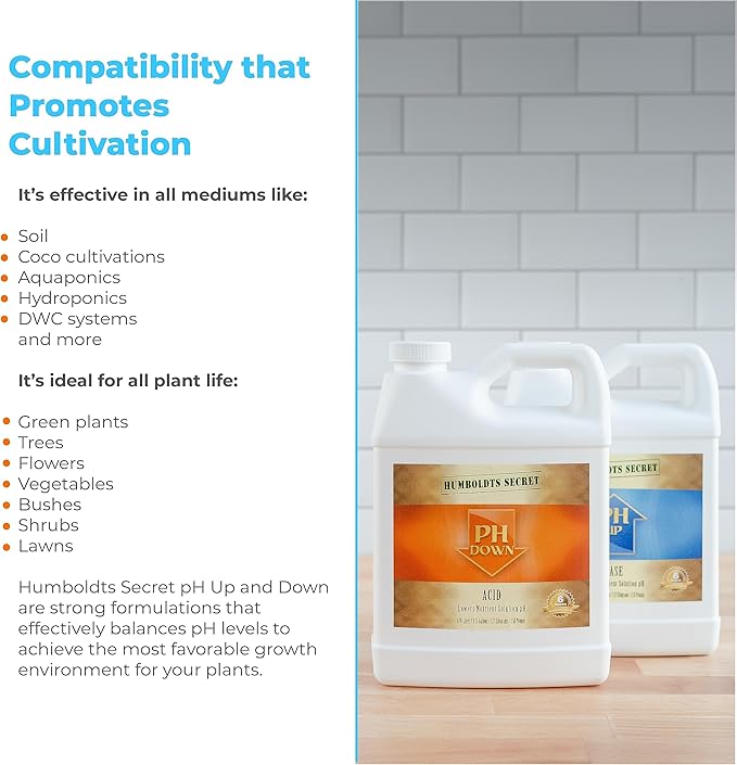 Humboldts Secret pH Up and pH Down Control Kit | Liquid pH Plant Balancer for Soil Gardening & Hydroponics Growing System | Optimal Nutrient Uptake for All Plants (1 Gallon)