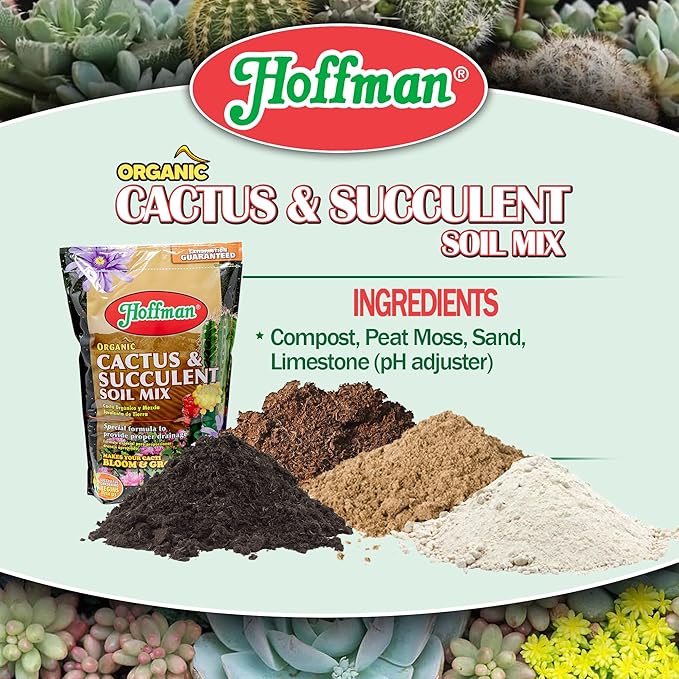 Hoffman 10410 Organic Cactus and Succulent Soil Mix, 10 Quarts