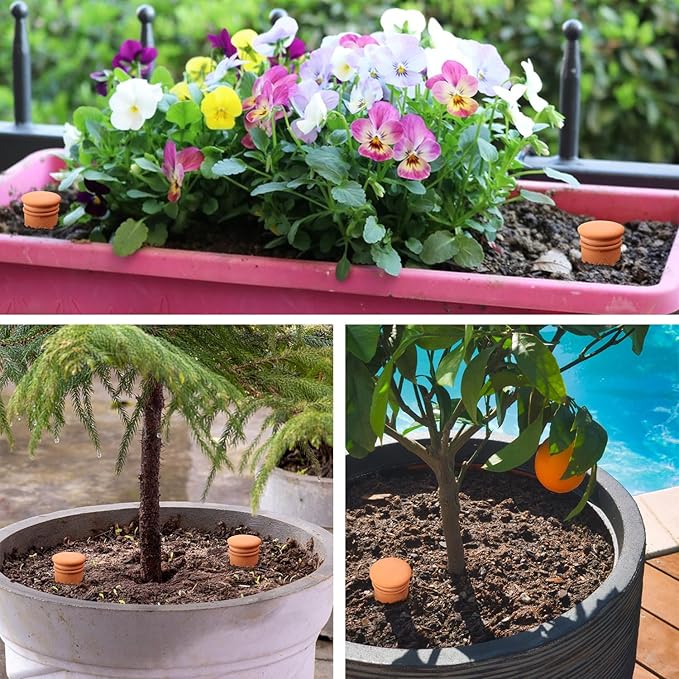 2pcs 5in Terra Cotta Watering Pots Terra Cotta Watering Terracotta Watering Spikes 33oz Terracotta Watering Simple Irrigation Peripheral Water System Self Watering System Clay Watering Pot