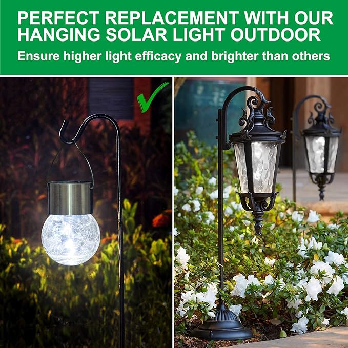 MAXvolador 12-Pack Hanging Solar Lights, Decorative Cracked Glass Ball Light, Solar Powered Waterproof Globe Lighting for Garden, Tree(Cool White)