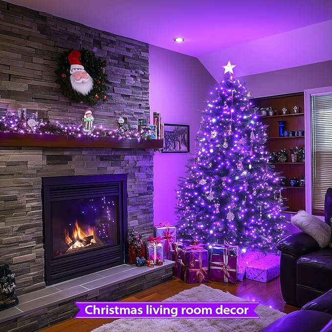 JMEXSUSS 250 LED Halloween String Lights, 91.5ft Purple Halloween Lights Outdoor Waterproof, 8 Lighting Modes Connectable Christmas Tree Lights for Yard Patio Party Holiday Decorations