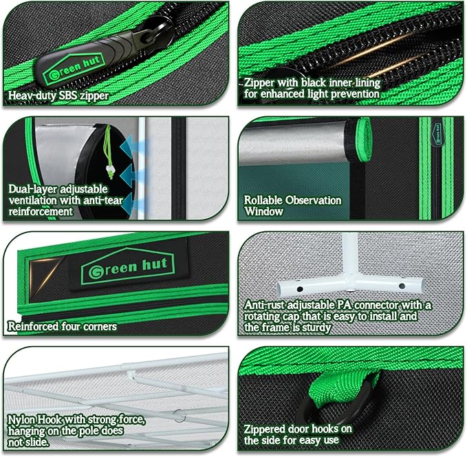 10x10 Grow Tent, 120"x120"x78" Growing Tent with Observation Window and Floor Tray for Hydroponics Indoor Plant Growing Large Grow Room