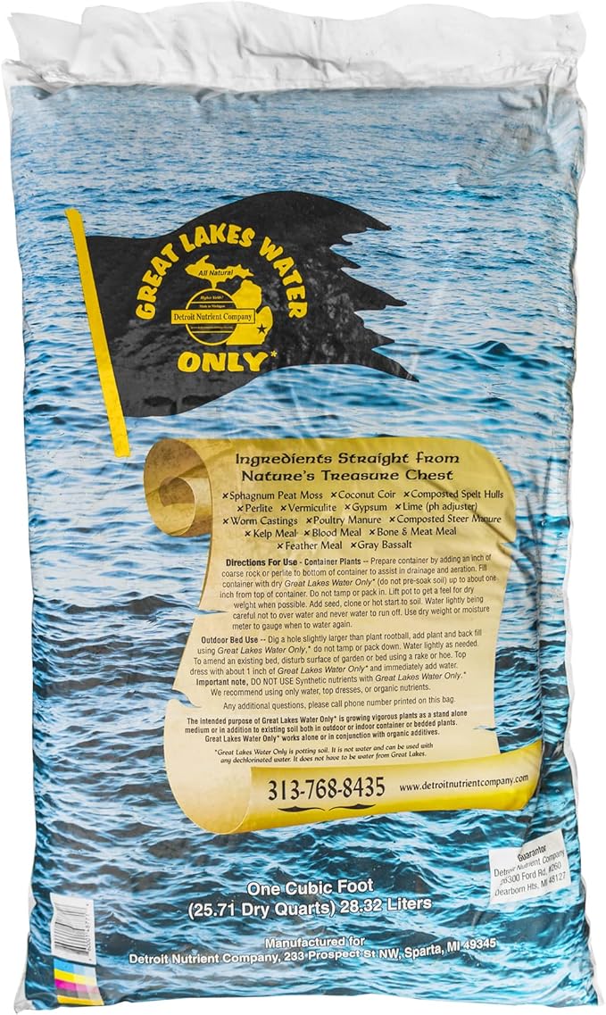 DNC Great Lakes All Natural Water Only Potting Soil, 1 Cubic Foot Bag