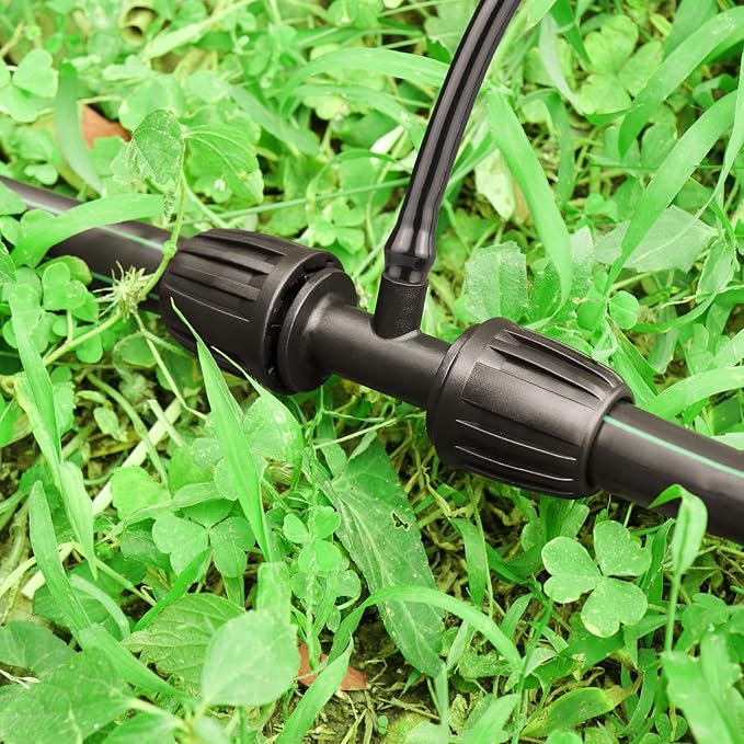 Drip Irrigation Fittings for 1/2 inch Tubing(0.63" OD) to 1/4 inch Irrigation Tubing, 15 Pieces Barbed Tee Drip Parts Twist Locked 3 Way Connectors for Drip Irrigation Hose (13mm ID / 4mm ID)