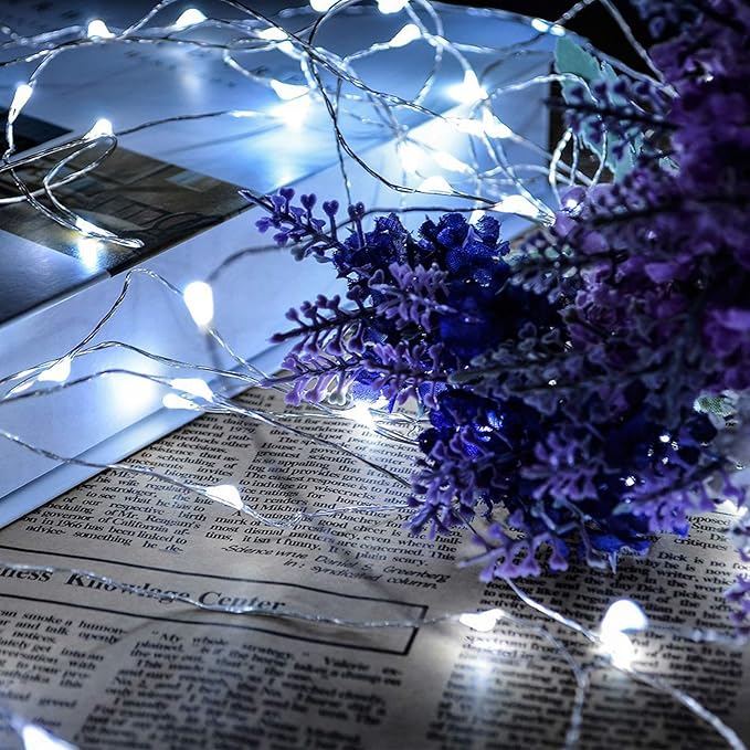 RUICHEN Cool White Dimmable Fairy Lights Plug in, Super Long 165 Ft 500 LED Twinkle String Lights with Remote, Waterproof Silver Wire Firefly Lights for Christmas Wedding Party Bedroom Patio Garden