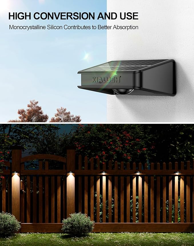 10 Pack Solar Fence Lights - 3 Modes, 9 Colors Outdoor Solar Lights, Waterproof IP 65, 35lm for Step, Stair, Deck, Wall, Patio, Walkway, Porch