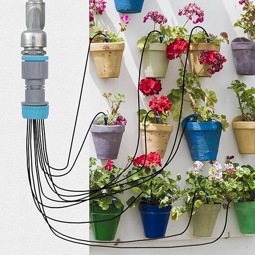 Drip Irrigation System Automatic Micro Drip Kit with 10 Drip Nozzles 52FT Irrigation Tubing Hose Garden Watering System for Flower, Potted Plants, Vegetable, Greenhouse