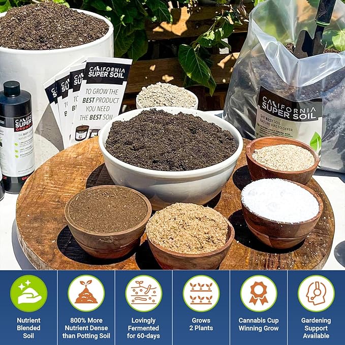 California Super Soil Premium 100% Organic Super Soil - 18+ Nutrient Blend - Living Soil Technology - Potting and Garden Soil for Indoor Grow Kit - 12Lbs Bag - Grows 4 Plants