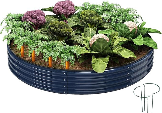 Galvanized Metal Planter Round Raised Garden Bed Kit for Gardening Outdoor，3x3x1ft Planter Grow Garden Box Raised Flower Bed，Round Galvanized Planter Outdoor Large Metal Fire Pit Ring