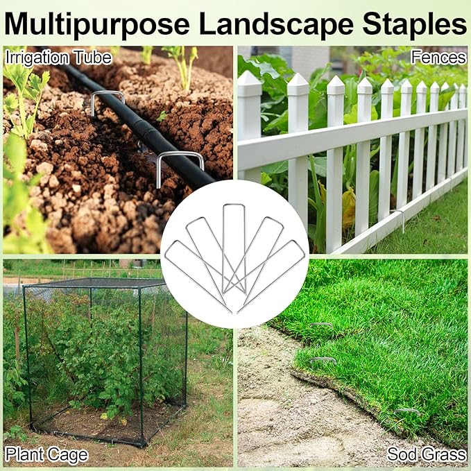 50 Pack Garden Stakes, U-Shaped Tent Stakes, Galvanized Landscape Staples, Ground Stakes, for Landscaping Securing Weed Barrier Fabric, Irrigation Tubing, Holding Fence, Tarpaulin