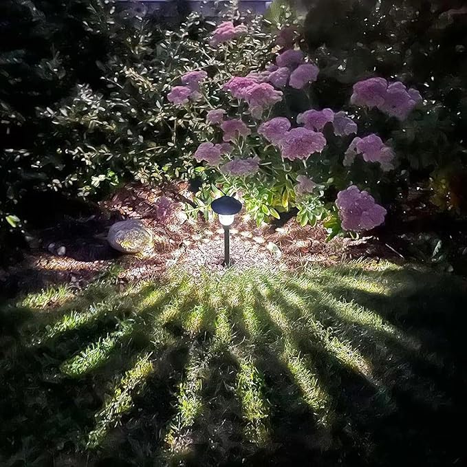 8 Pack 3 Mode Solar Pathway Lights for Outdoor Color Changing/Warm White/Bright White Waterproof Garden Stainless Steel Landscape Path Lighting Walkway Yard Lights Glass LED RGB Black