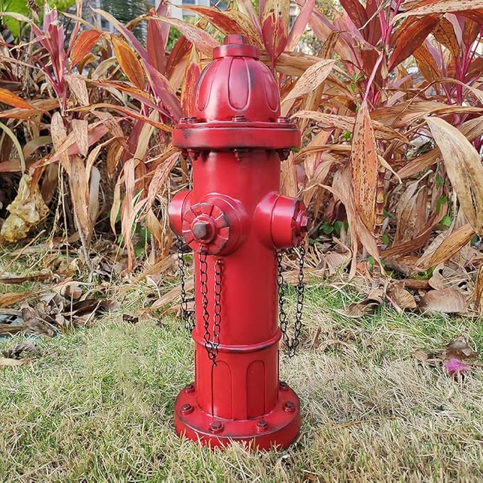 Fire Hydrant for Dogs to Pee On-16 Inches Red Puppy Pee Post Training Tool Resin Yard Garden Indoor Outdoor Statue