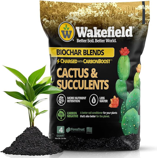 Blend for Cactus & Succulent – Premium Organic Cactus Soil with CarbonBoost Technology for Enhanced Growth – Specialized Soil Mix for Succulents Indoor Plants – 4 Quarts