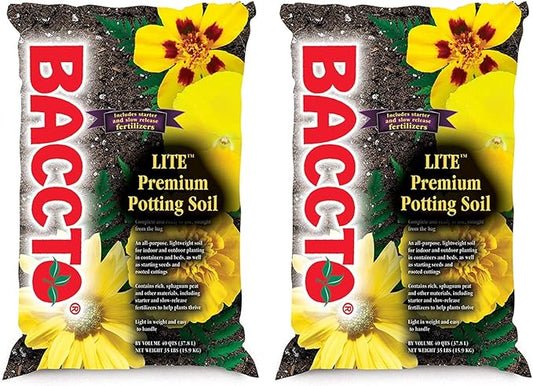 1440 Baccto Lite Premium Potting Soil for Gardening, Seed Starting, Propagation, and More, 40 Quart Bag (2 Pack)