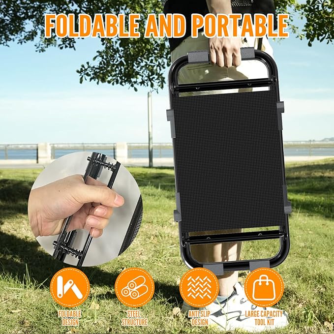 Garden Kneeler and Seat, Wider and Thicker Kneeling Pad Heavy Duty Gardening Stool with Gardening Tool Pouch and Bag, Garden Bench Gifts for Seniors