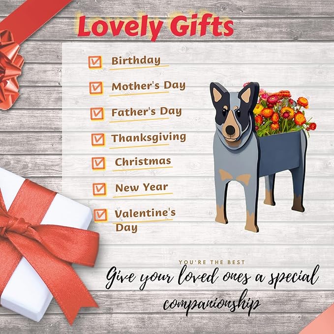 Australian Cattle Dog Planter Plant Pots,Cute Garden Dog Flower Planter,Dog Planters Birthday Gifts for Women,Office,Indoor/Outdoor Decor（9.45 * 9.02 * 13.39in）