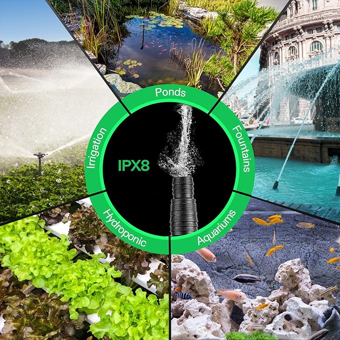 VIVOSUN 5300 GPH Submersible Water Pump, 310W Pond Pump, Ultra Quiet Aquarium Pump with 20FT. Lift Height for Pond Waterfall, Fish Tank, Statuary, or Hydroponics