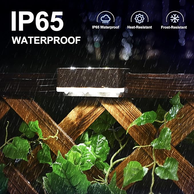 SOLPEX Solar Fence Lights, 6 LEDs Solar Lights Outdoor Waterproof Solar Powered for Deck, Stair, Front Porch, Balcony, Walkway, Garden, Yard, Patio, Pool Decor, IP65 Waterproof (16 Pack, Cold White)