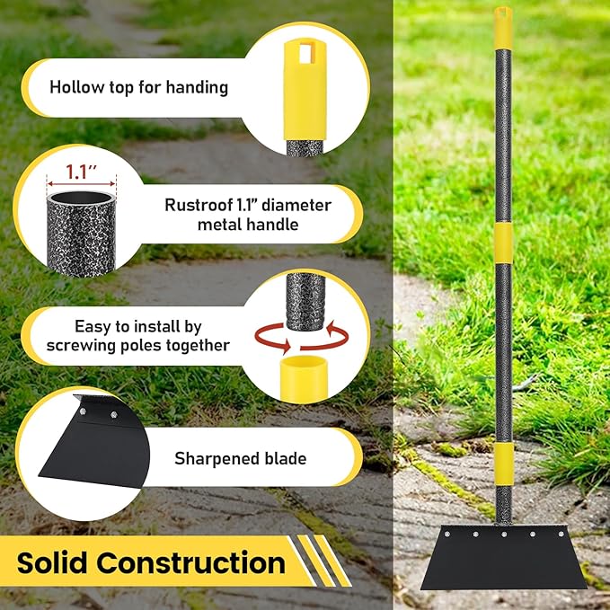 Garden Cleaning Shovel, Multifunctional Flat Shovel Floor Scraper Manual Weeder, 60" Long Handle Ice Chopper Snow Shovel Spade, Heavy Duty Garden Tool for Lawn Edging, Scraping, Ice Removal