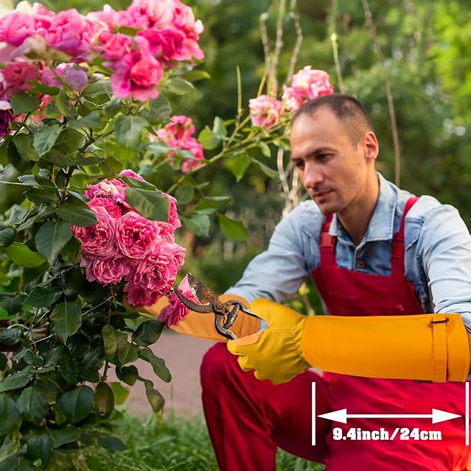 Long-Gardening-Gloves for Women/Men - Thorn Proof Rose Pruning Gloves Heavy Duty Gauntlet-S