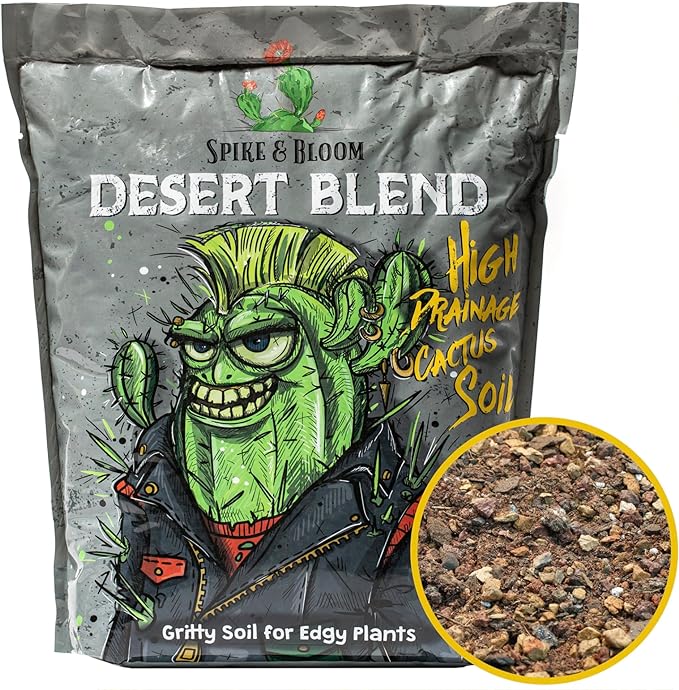 High Drainage Cactus Soil Potting Mix with Mycorrhizal Fungi - 8 Pounds / 4 Quarts of Soil for Succulents and Cactus - Slightly Acidic, Gritty Soil for Healthy Indoor Plants - Spike & Bloom