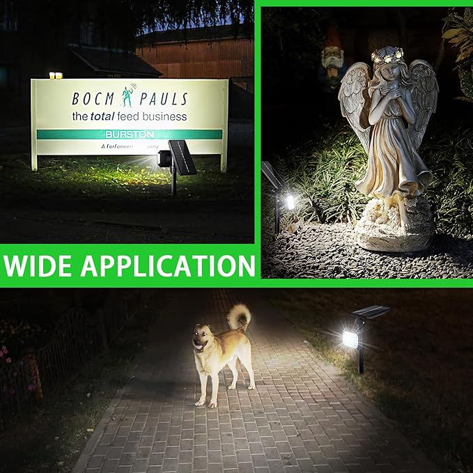 JSOT Outdoor Spotlights - Solar Spot Light Solar Lights Outdoor Waterproof Landscape Spotlights Decoration for Outside Garden Yard Driveway Tree (Cool White, 2 Pack)