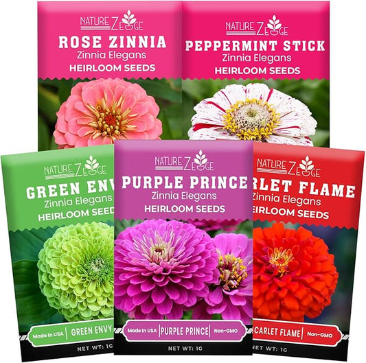NatureZ Edge Zinnia Seeds for Planting Outdoors, Flower Seeds, Bulk Semillas De Flores para Sembrar, 5 Pack