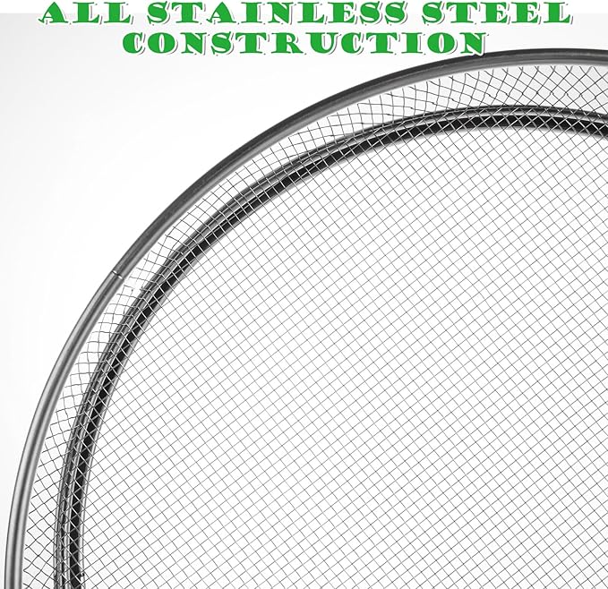 2 Pack Soil Sifter for Gardening 12 Inch Sand Soil Compost Sifter 304 Stainless Steel Mesh Screen Dirt Sifter for Garden Sand Rocks Dirt Compost, 1/8 Inch Mesh