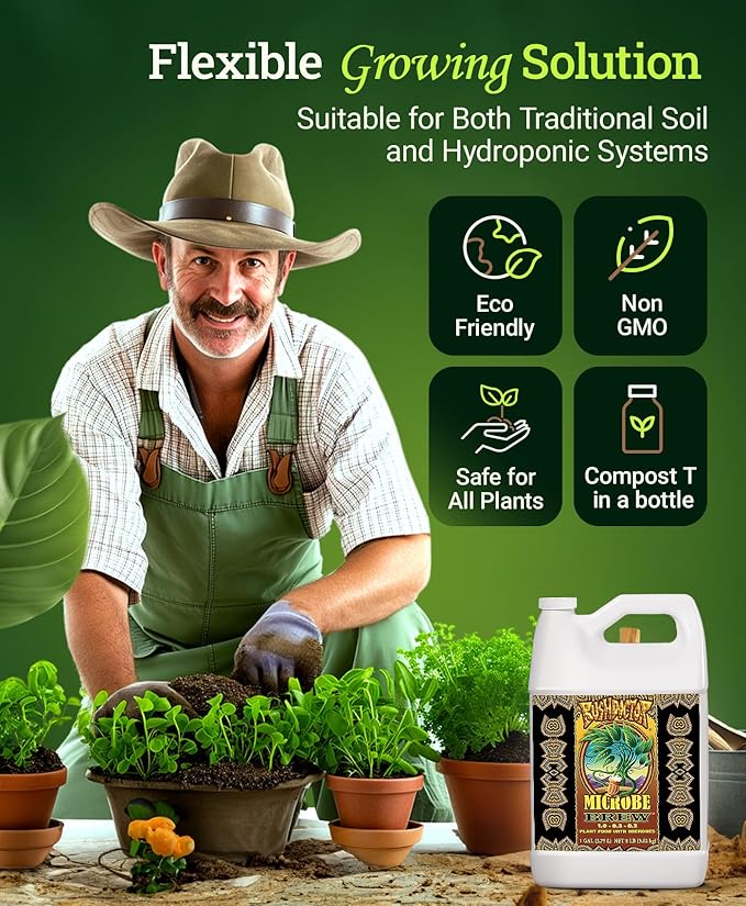 FoxFarm Bushdoctor Microbe Brew - Liquid Macro & Micronutrients, Enhances Root Efficiency, Growth & Nutrient Uptake - Soil Revitalizer- NPK 1.0-0.3-0.2 (Gallon)