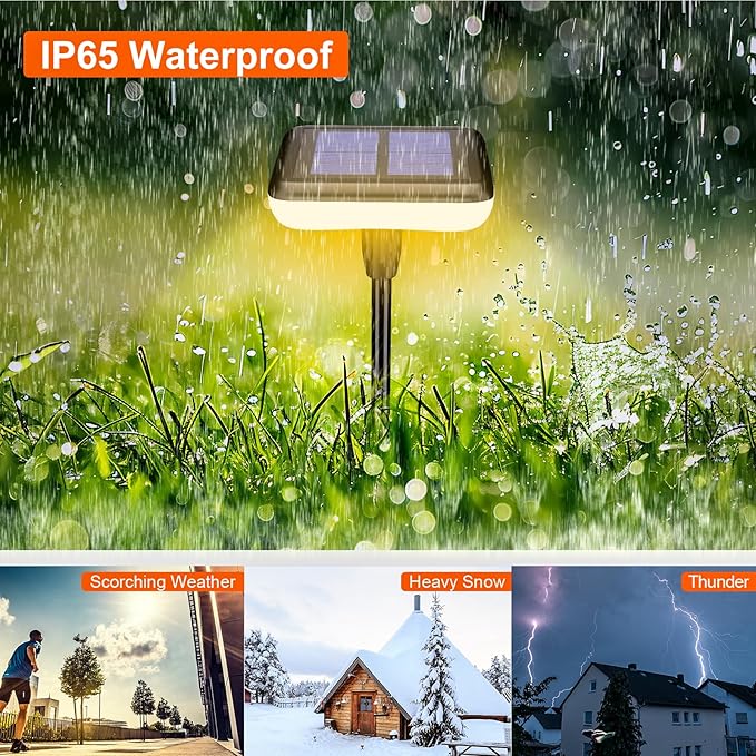 Solar Swaying Lights 4 Pack,Solar Path Lights Warm White LED Square,High Flexible Wire and Large Light Source P67 Waterproof, Solar Powered Suitable for Pathway Flower Pots Balcony Terrace Decoration