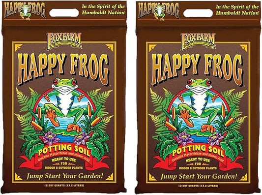 FoxFarm Happy Frog Potting Soil, 12qt (Pack of 2) - for Indoor/Outdoor Container Plants, Improves Root Efficiency, pH Adjusted for Optimal Nutrient Uptake - Contains Microbes and Humic Acids