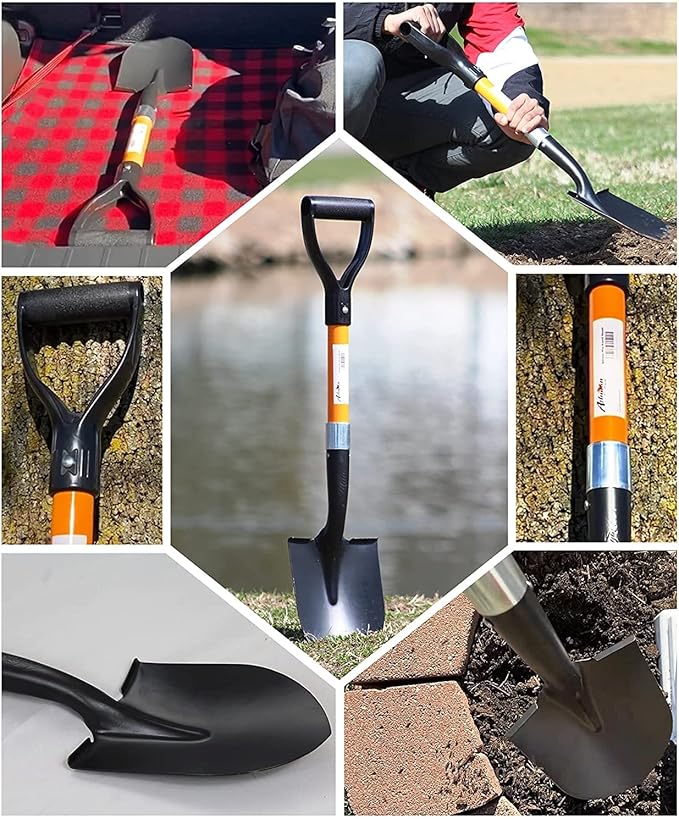 Ashman Short Handle Digging Shovel (6 Pack) Kids Beach Shovel, Shovel for Digging 27-inch with Sturdy Blade, Small Garden Shovel, Kids Snow Shovel, Shovels for Gardening with D- Handle Gardening Tools