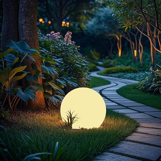 shumi Garden Ball Light-6inch LED Outdoor Table Lamp 16 RGB Colors and Dimmable Globe Light with Remote,Decor for Patio,Garden,Yard,Beach,Pathway