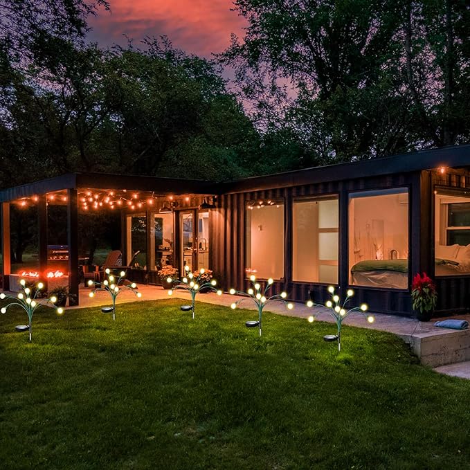 Aogist Solar Garden Lights Outdoor Waterproof,4 Packs 40 LED,Sway by Wind, Yard Patio Pathway Decoration, High Flexibility Iron Wire & Heavy Bulb Base,Warm White