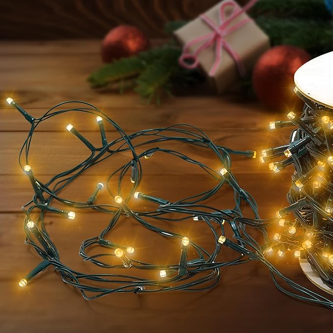 Christmas Light 1000 LEDs 336ft Green Cable Wire Fairy String Tree Twinkle Lights Plug in 12 Modes for, Outdoor, Garden, Wedding, Christmas Party, Home Decoration (Warm White)