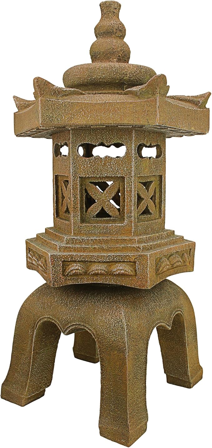 Design Toscano SS8577 Sacred Pagoda Lantern Asian Decor Garden Statue, Large, Gothic Stone