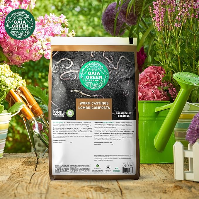 GAIA GREEN 30 Liters All-Purpose Worm Castings Powder for Improved Soil Quality, Recommended for Household Plants, Urban Gardens, Lawns & Greenhouses