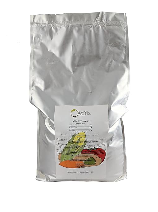 Greenway Biotech Azomite Rock Dust Volcanic Ash Organic Fertilizer with Micronutrient and Trace Minerals- Natural Mineral Soluble Plant Fertilizers for Enhances and Increases Crop Yield (25 Pounds)