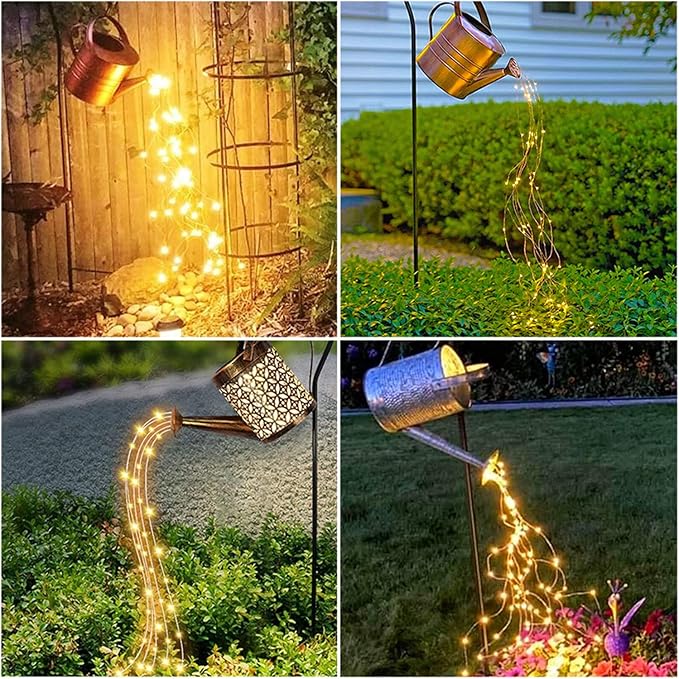 2 Pack 220 LED Firefly Bunch Lights, 8 Flashing Modes Waterproof Copper Wire Waterfall Lights, Fairy Lights for Indoor Outdoor Decor (Solar Warm White)