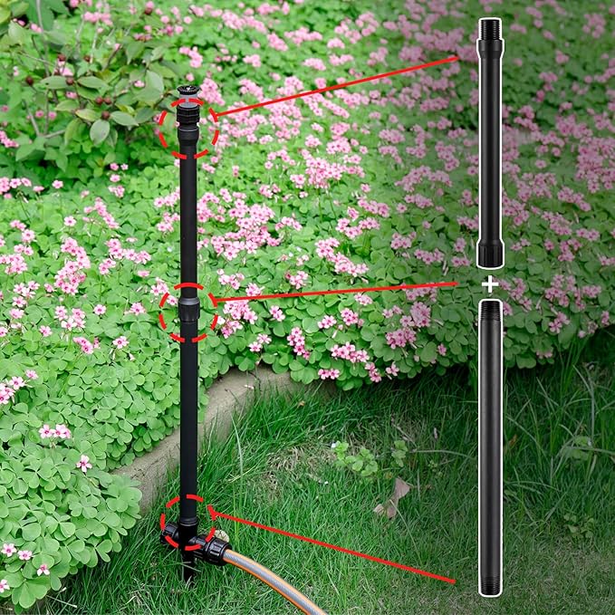 1/2 Inch Double Male Threaded Head Pipe Riser Multifunctional NPT Sprinkler Extensions 6Pc,12 Inches(NPT Sprinkler Extension)