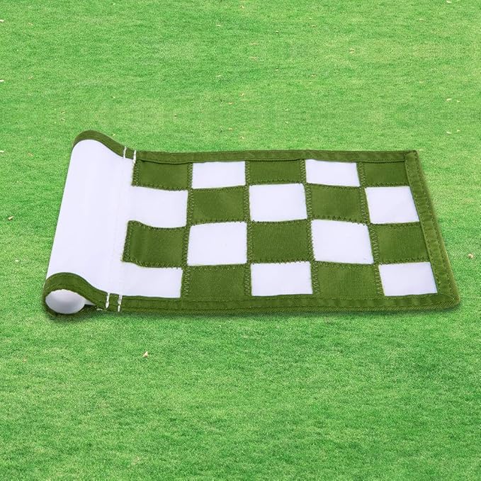 Golf Flag,Green Golf Flags,Solid Nylon and Checkered Training Golf Putting Green Flags, Indoor Outdoor Backyard Garden Portable Golf Target Flags,8.7inch*6inch (White-Green)