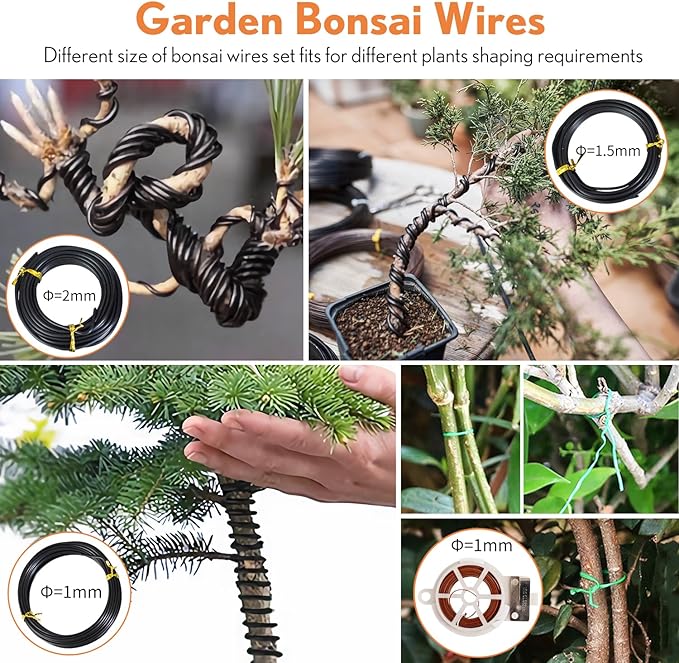 Bonsai Tools Kit 20 Pcs Garden Tools Set for Beginner, Includes Bonsai Wire Kit, Plant Mat, Pruning Shears, Bonsai Scissors, Succulent Tools in Leather Storage Bag, Gardening Gift for Women Men