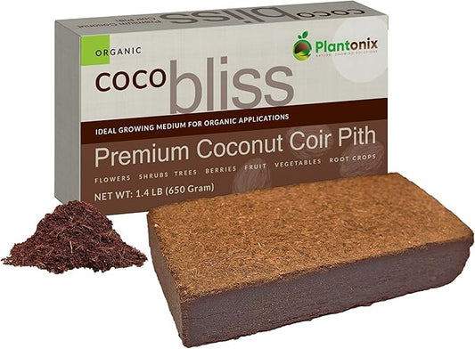 Coco Bliss Coco Coir Brick (650gm Brick) - Organic Coco Coir for Plants - OMRI-Listed Coconut Coir for Plants - Coconut Coir Brick - Coco Peat for Plants, Garden Soil, & Organic Mulch