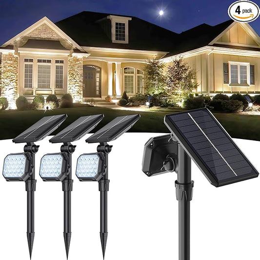 JSOT Solar Spot Lights - 4 Pack Solar Lights Outdoor Waterproof Outdoor Spotlights Landscape Lighting Halloween Light for Garden Yard Tree (Cool Light)