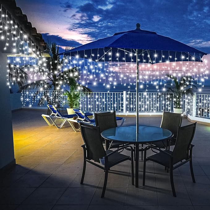 Christmas Icicle Lights Outdoor, 640 LED 66FT Icicle Lights for Outside with 8 Modes Timers, Waterproof Plug in Connectable String Light for House Roof Garden Party Wedding Decorations, White