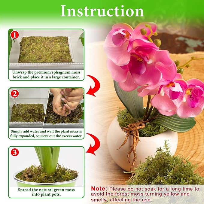 Halatool 0.75LB Green Forest Moss for Plant Indoor- 18QT Natural Orchid Moss Sphagnum for Potting Mix, Real Dry Moss for Repotting Potted Plants Orchids Succulent Carnivorous Cactus Pothos