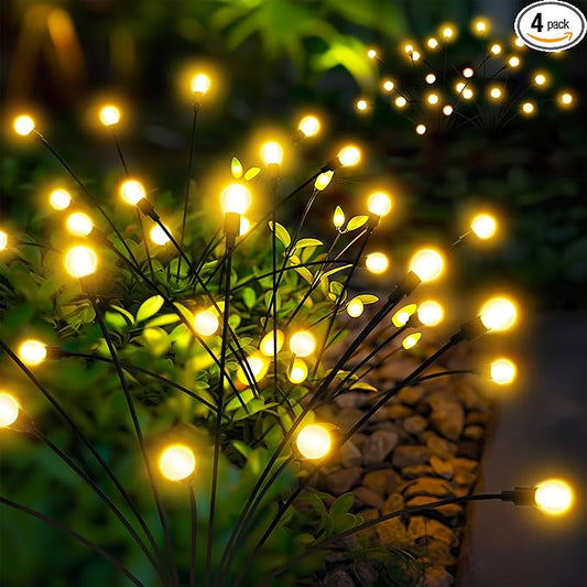 Solar Garden Lights, 40 LED Firefly Garden Lights Solar Outdoor, Solar Lights for Outside Sway by Wind,Solar Lights Outdoor Waterproof for Christmas Yard Patio Pathway Decoration (4 Pack)