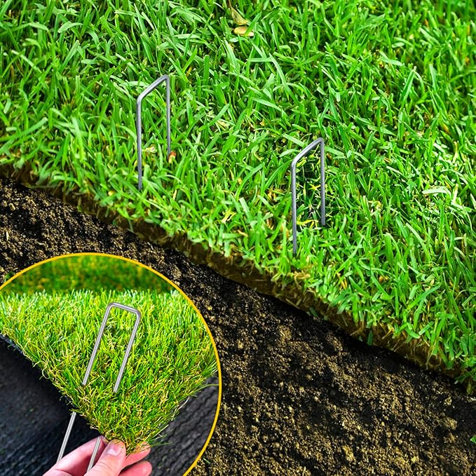 CEWOR 200 Pack Landscape Staples 6 Inches, 11 Gauge Galvanized Landscape Fabric Stakes Metal Garden Ground Stakes Sod Pins for Lawn, Barrier Fabric, Holding Fence, Ground Cover